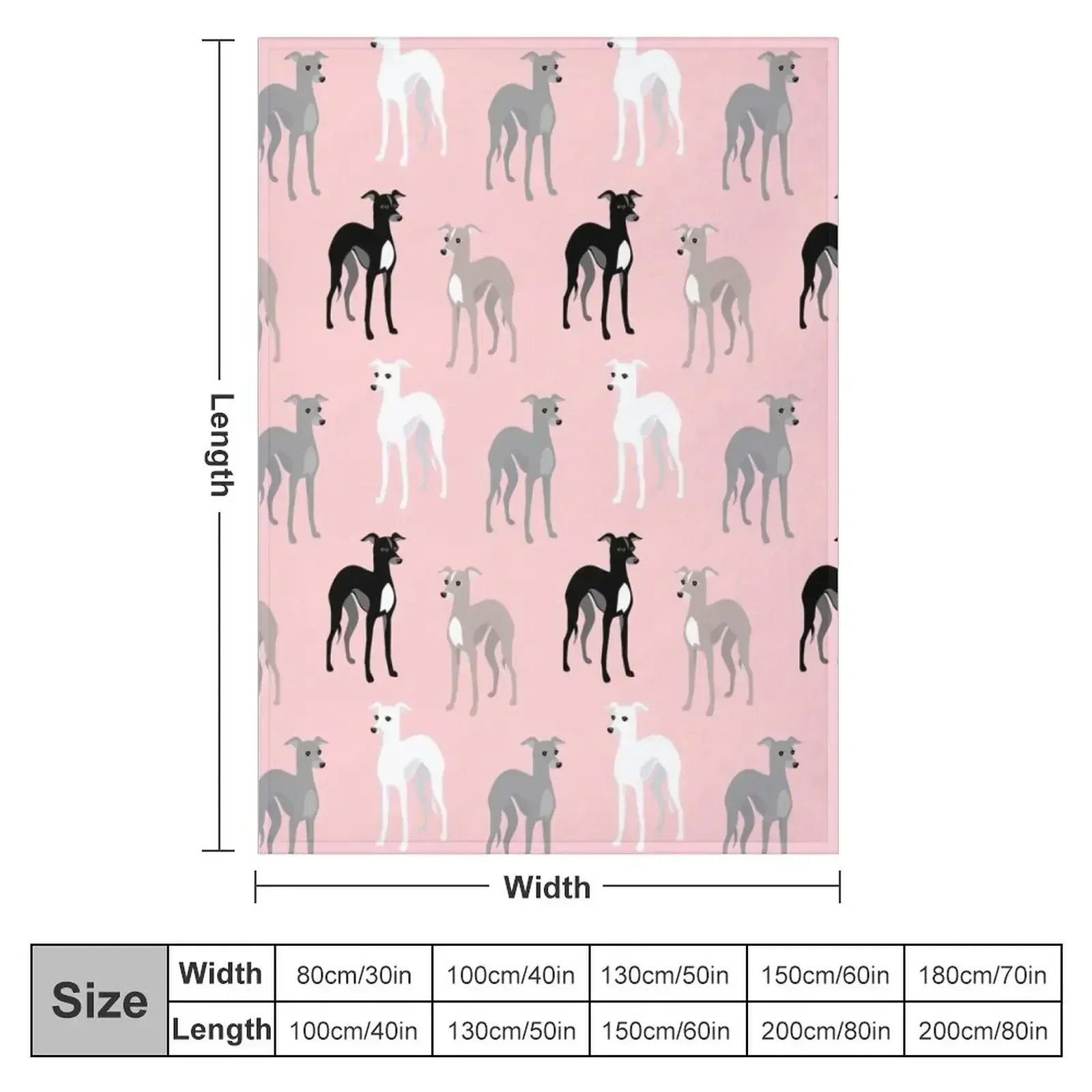 Italian Greyhounds or Whippets Pink Pattern Throw Blanket couch cozy soft plush fuzzy picnic outdoor blanket
