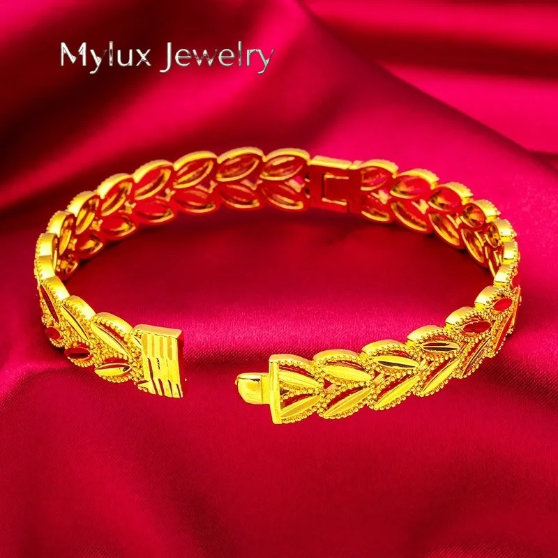 

Mylux Jewelry 9999 Real Gold 24K Real Gold Bracelet and Ring Set for Women, Leaf Vine Man Style Bracelet, Ring, Gold Jewelry Gif