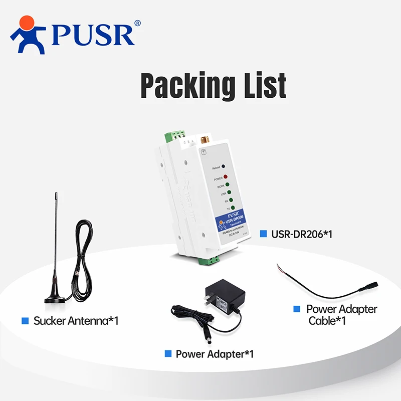 Picture 6: PUSR DIN Rail Serial RS485 to LoRaWAN Converter wireless network gateway Long-range Communication Stable Reliable data USR-DR206