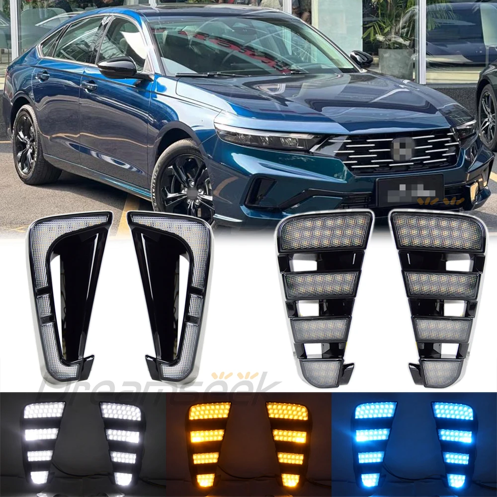 

2x LED DRL Daytime Running Light for Honda Accord 11.5th 2025+ Front Bumper Fog Lamp w/ Sequential Dynamic Turn Signal Indicator