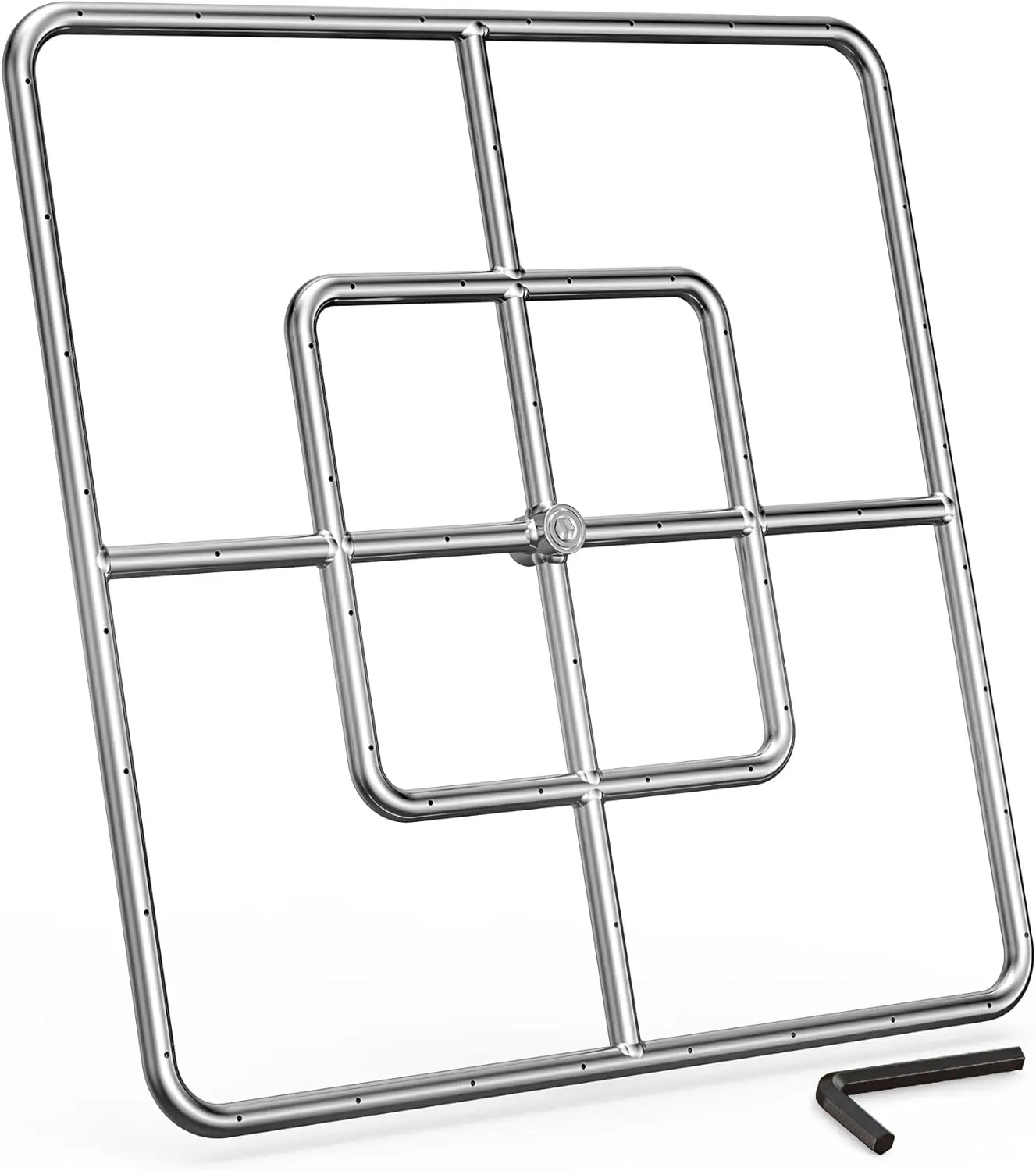 

24 Inch Square Fire Pit Burner Ring for Natural Gas & Propane Fire Pit and Fireplace, 304 Stainless Steel DIY Firepit Burner