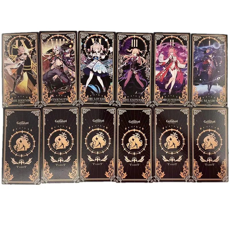 22 Pcs/Set Game Genshin Impact Tarots Cards Zhongli Paimon Klee Keqing Figure Image Playing Cards Cosplay Props Anime Tarot Card