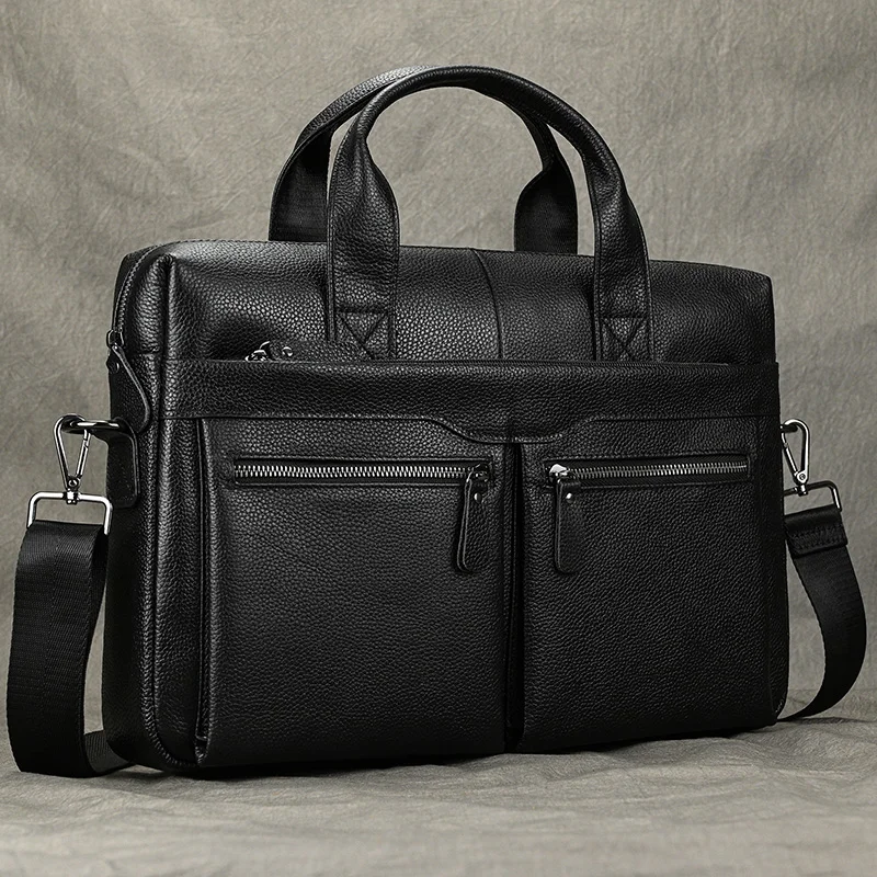 Luufan Men's Business Briefcase Fit 15'' PC Genuine Leather Handbag Real Leather Male Laptop Handbag A4 Office Man Crossbody Bag