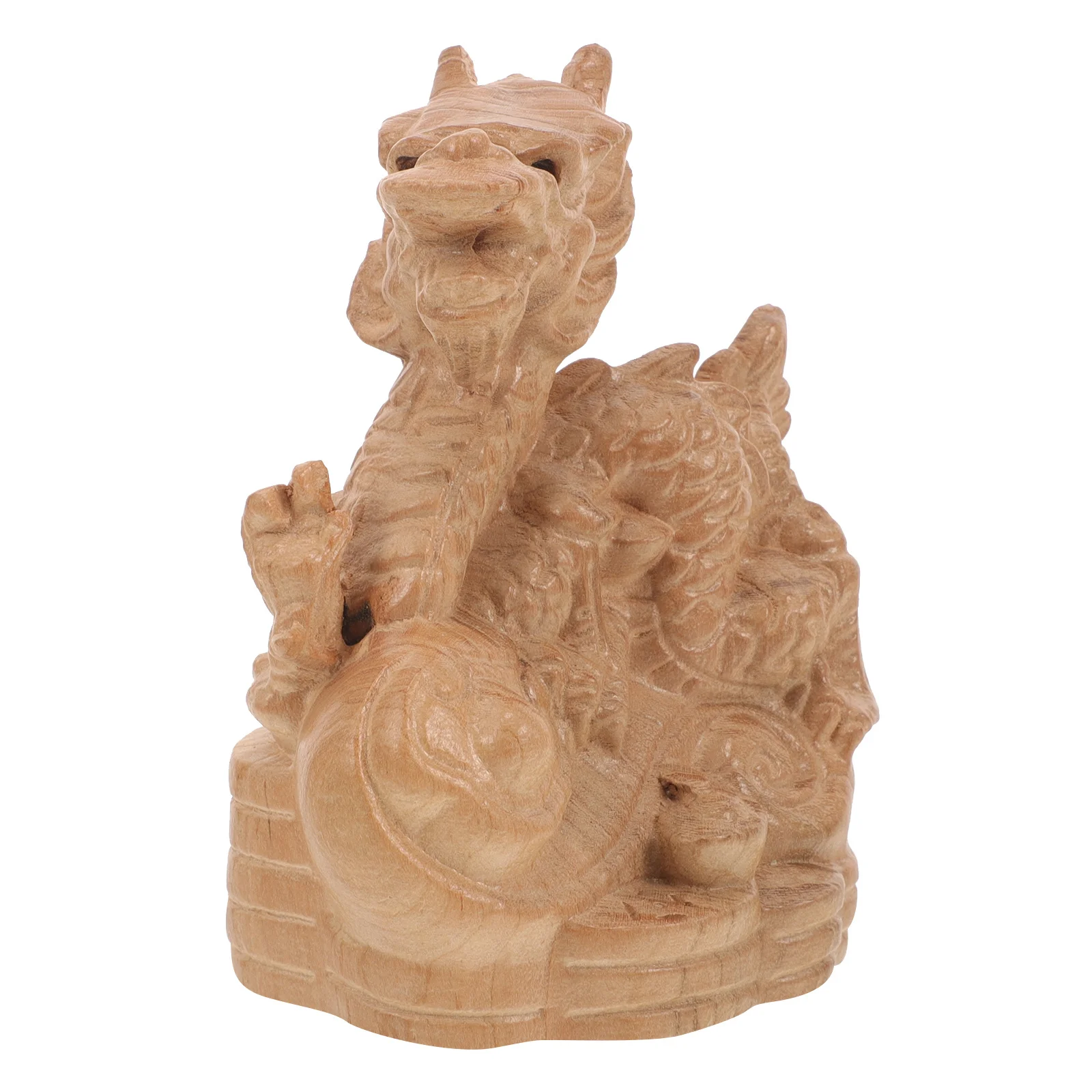 1pcs Wood Dragon Statue Chinese Auspicious Wealth Prosperity Decoration For Office Home Study Craft Decor