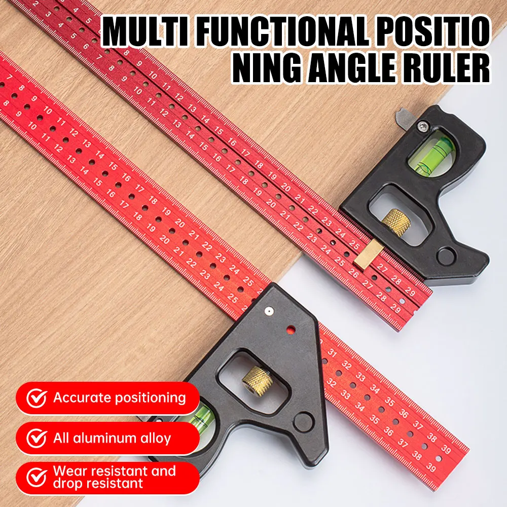 Woodworking Precision Pocket Ruler Metal Slide Ruler T Track Combination Ruler Marking Measuring Tool