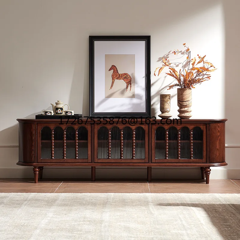 

ТВ-шкаф в стиле ретро, деревенская гостиная, ТВ-шкаф, бытовой антикварный шкафчик для хранения из цельного дерева для маленькой квартиры