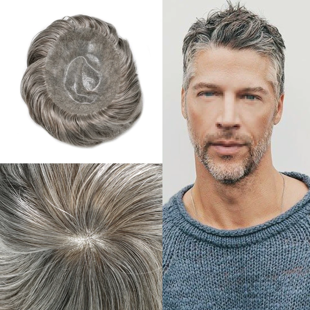 

Full PU Men's capillary prothesis 0.1-0.12mm Injection Skin Toupee Men Wigs for Men Hairpieces Prosthesis 100% Human Hair System