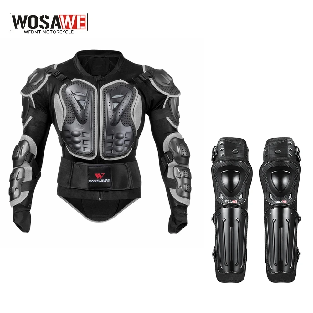 

WOSAWE Motorcycle Armor Jacket Men Motocross Full Body Armor Moto Protection Clothes Motocross Enduro Racing Knee Protector