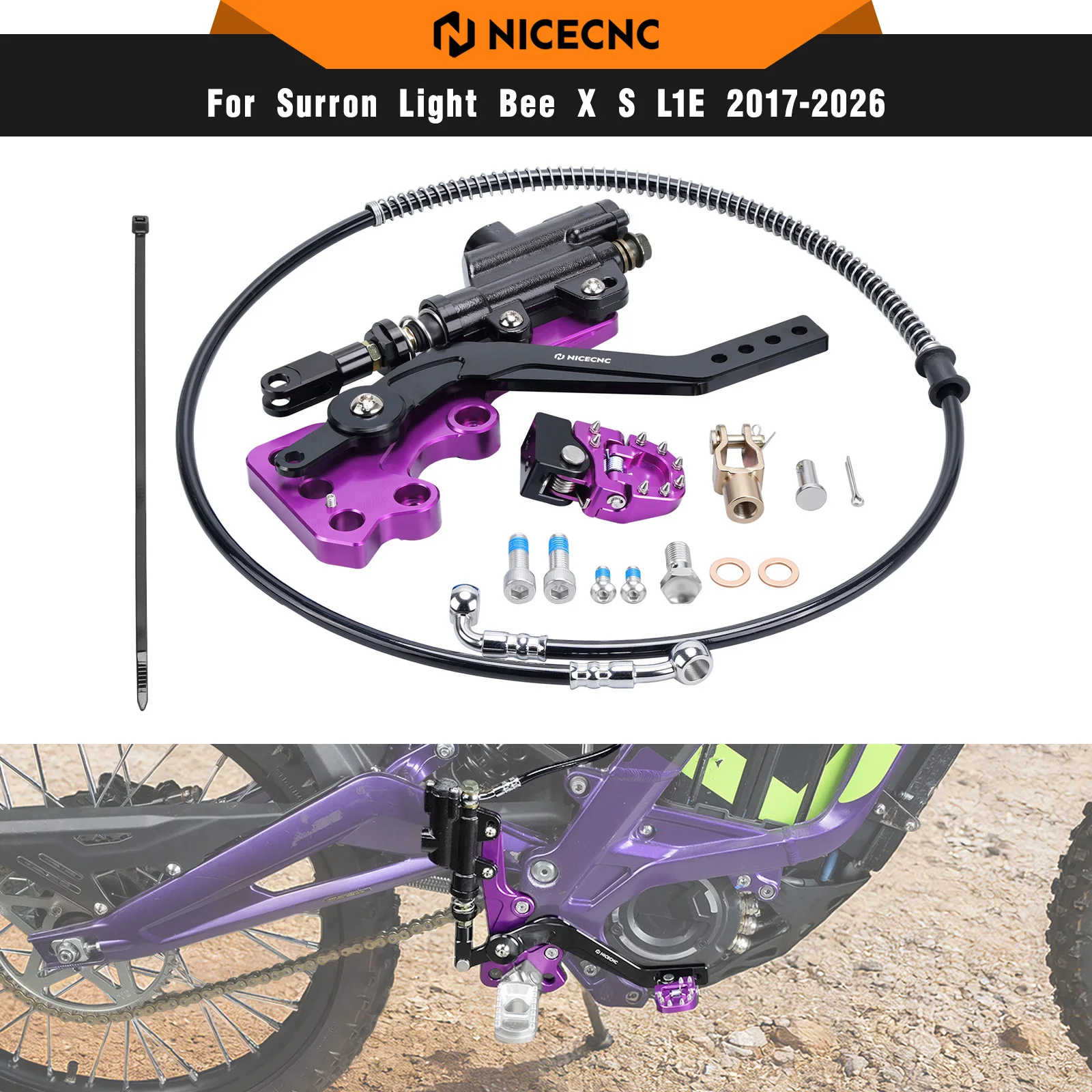 NICECNC For Surron Light Bee X Light Bee S Electric Dirt Bike Hydraulic Rear Foot Brake Pedal Lever For Segway X160 X260