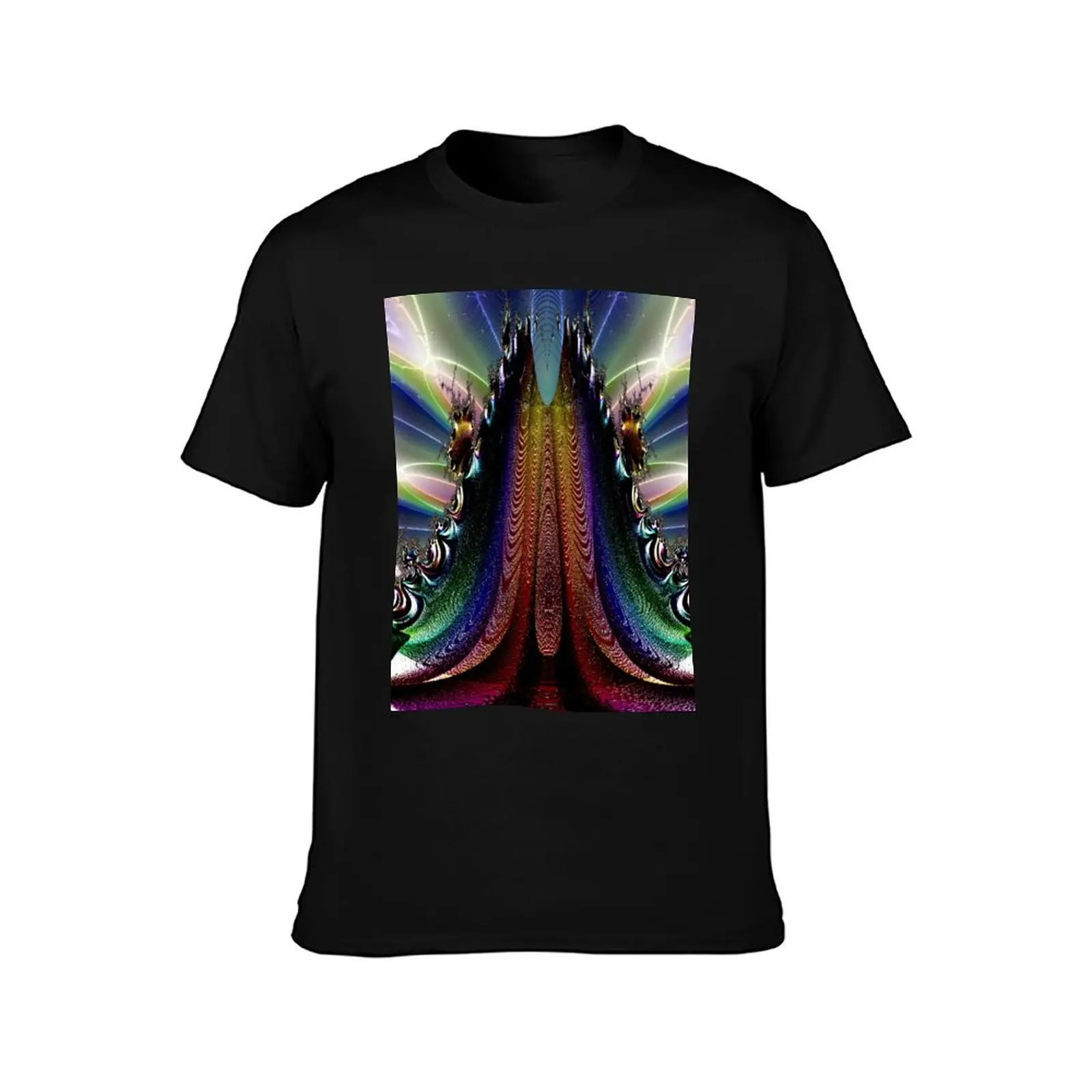 Fractal Volcano with Colorful Lava T-Shirt Simple Trendy Casual T-Shirt