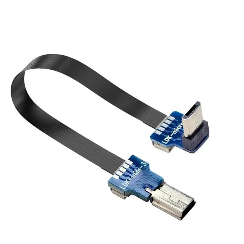 ABGI-Type-C FFC Mini Micro USB Extension Ribbon Cable 90° Slim Flat Flexible FPC Charging 20CM