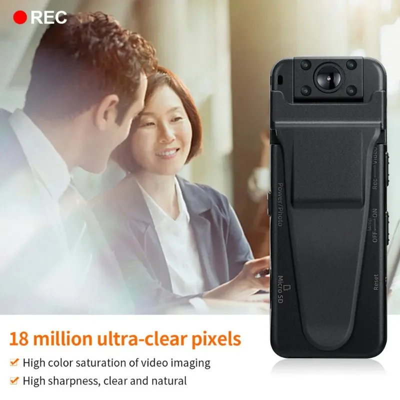 ไม่มี WIFI กล้องมินิความละเอียดสูงแบบ Full HD 1080P กล้องรักษาความปลอดภัยพร้อมระบบมองเห็นในเวลากลางคืน บันทึกภาพด้วยกล้องดิจิตอล พร้อมระบบตรวจจับความเคลื่อนไหวด้วยอินฟราเรด กล้องบันทึกภาพสำหรับกีฬา