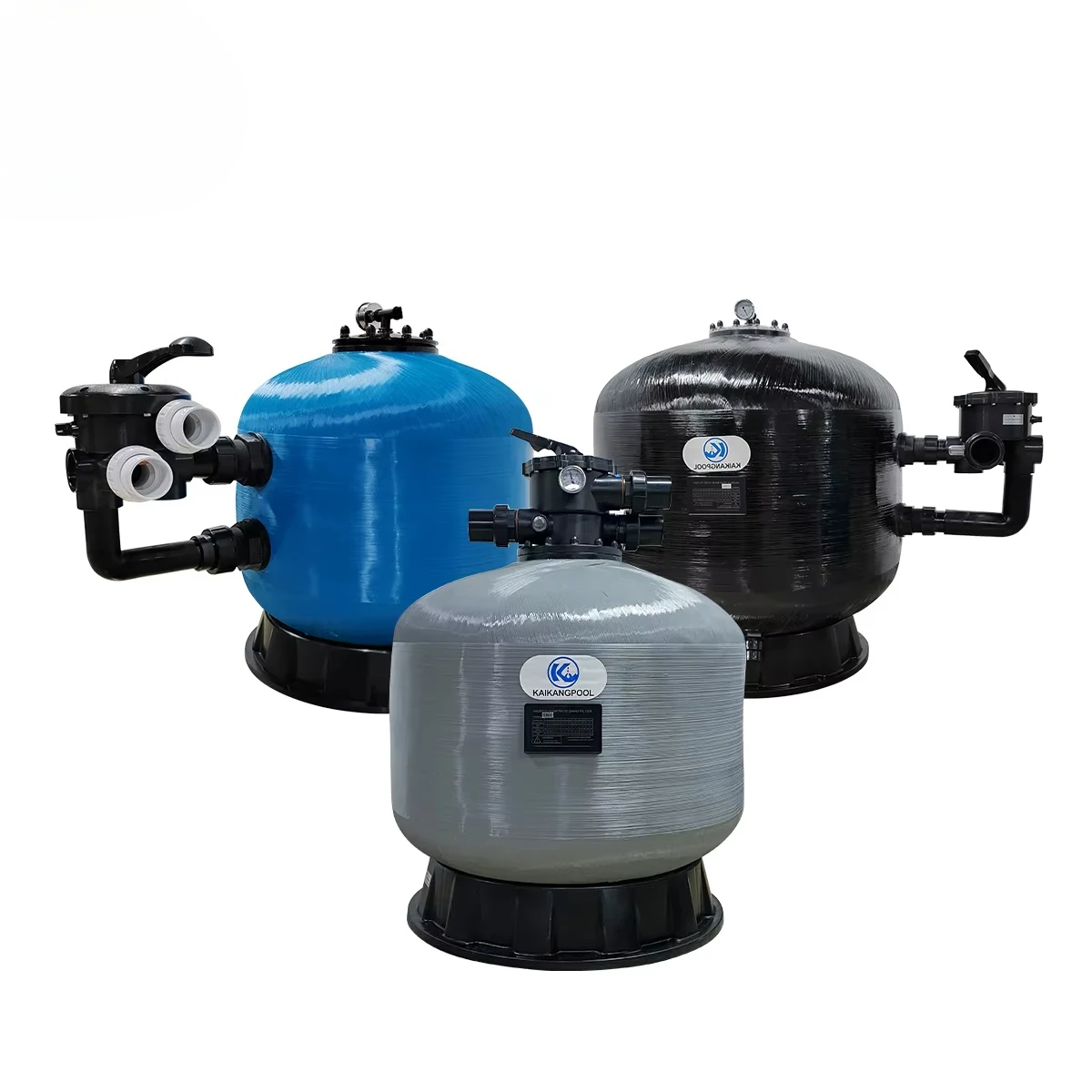 Suministro de fábrica Filtros de piscina de fibra de vidrio Filtro de arena para piscina con válvula montada lateral o superior