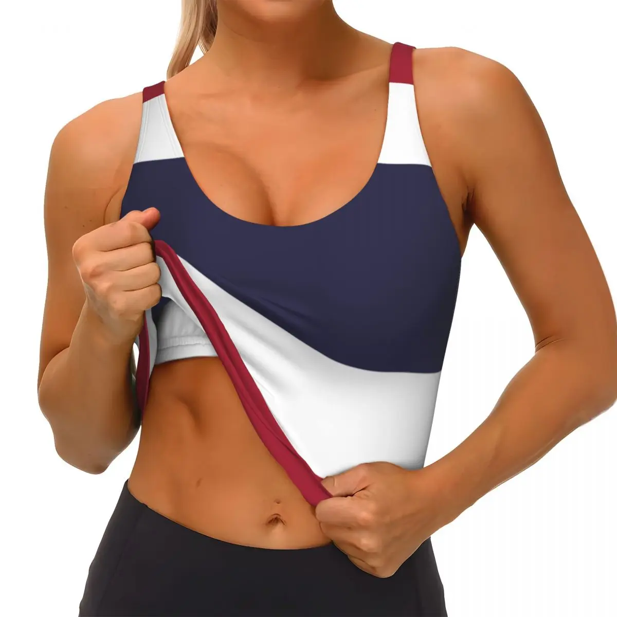 女性用Vネックヨガトップス、フィットネススポーツトップス、サンバ、セクシー、ベーシック、タイ国旗