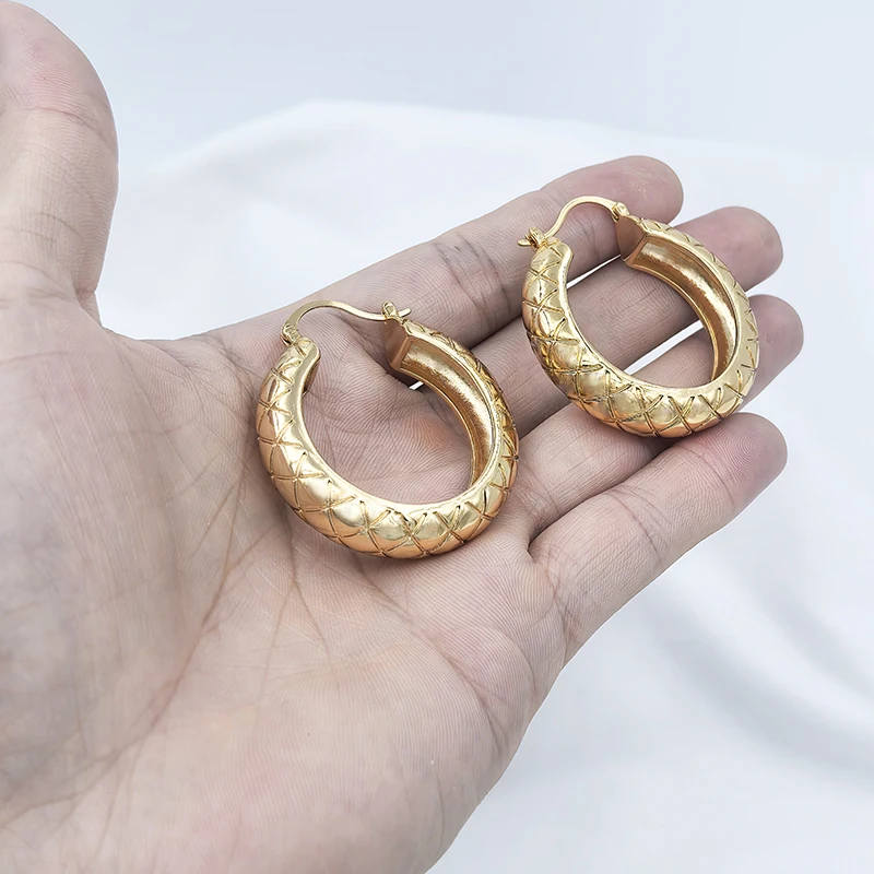 Women\'s Hoop Earrings Gold Plated Cicrle Geometric Earring Party Daily wear Accessories Trending