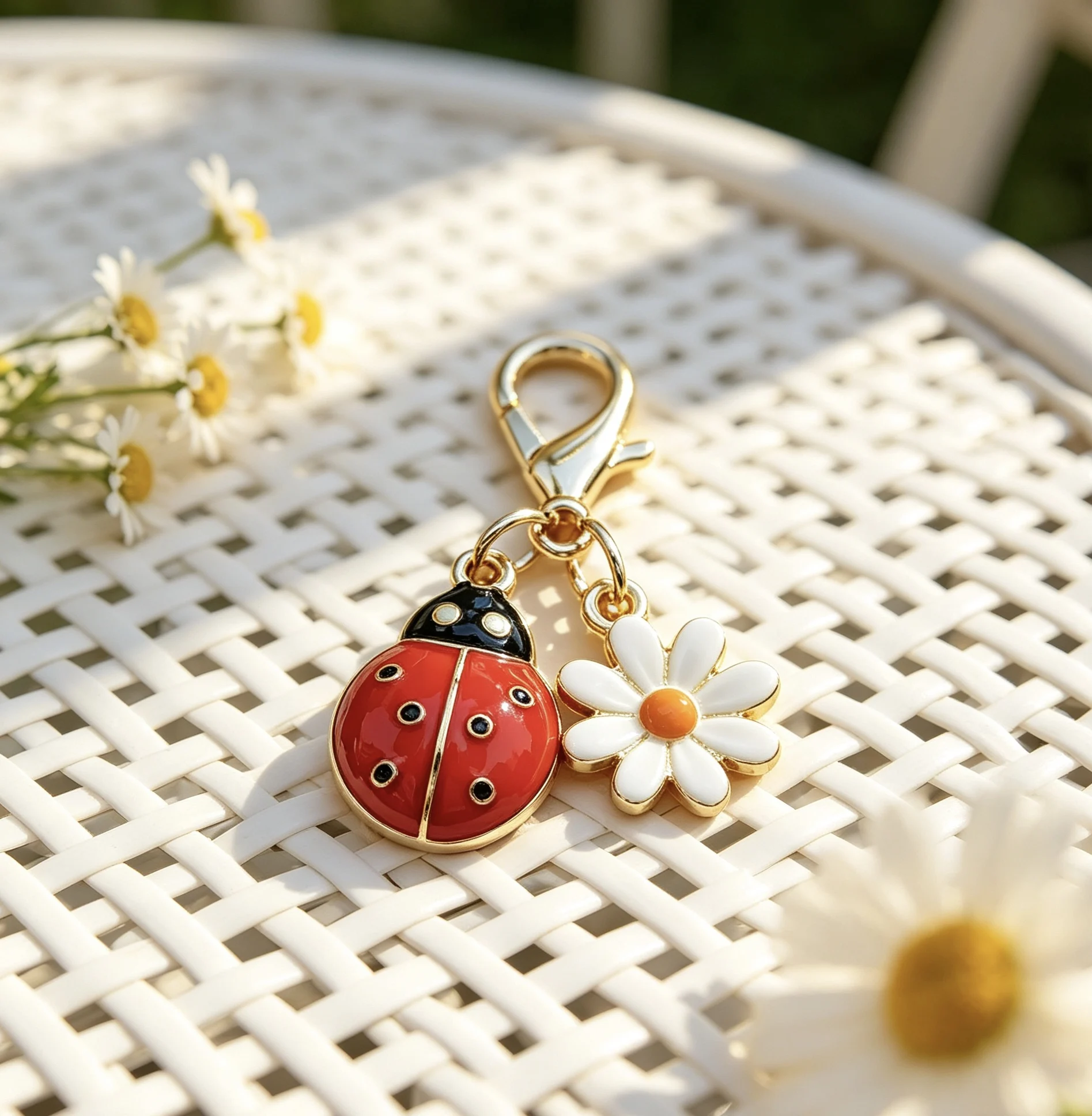 5/10 Stück Cartoon Niedlicher Großer Marienkäfer Gänseblümchen Schlüsselanhänger Niedlicher Legierungs-Reise-Mini-Charm Schlüsselring Ideales Geburtstagsgeschenk – Detail 6