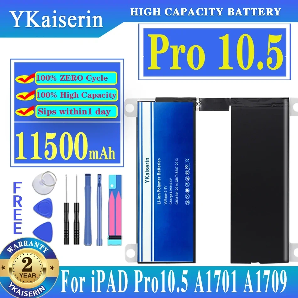 

Сменный аккумулятор YKaiserin емкостью 11500 мАч для iPad Pro 10,5 A1701 A1709 A1798 A1852 с инструментами