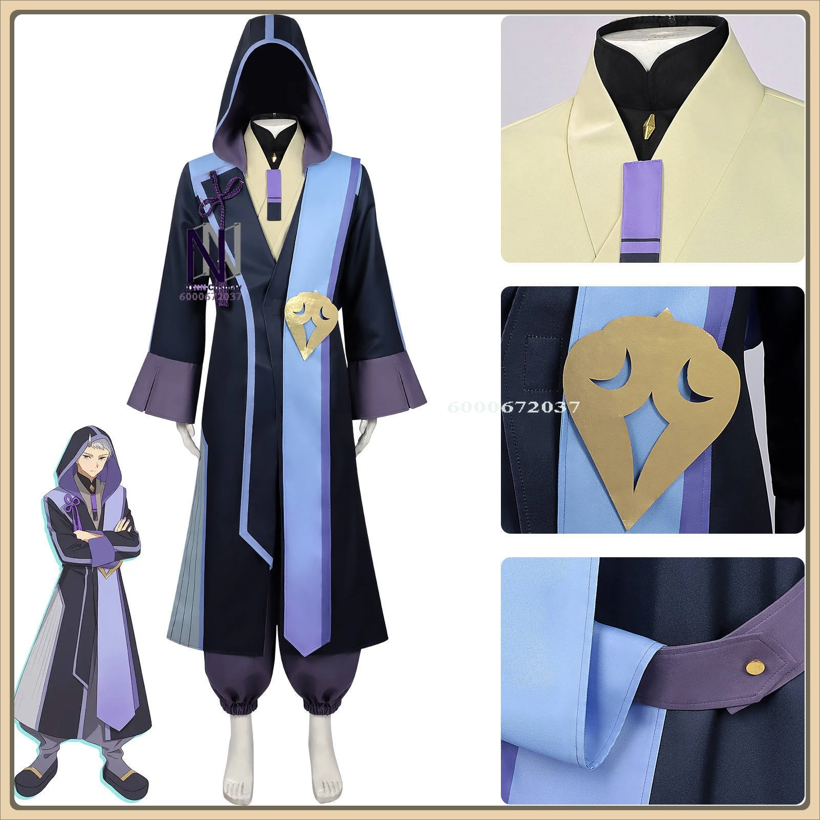 

Cosmic Princess Kaguya Cosplay Costume - Tsukimi Sakura Kimono & Komasawa Rai Functional Suit Role Playing Halloween Party Suit