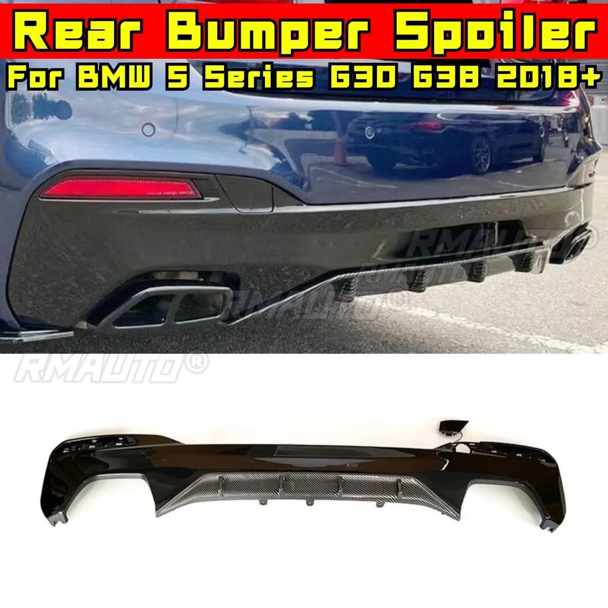 

Car Rear Bumper Spoiler Lip Diffuser Splitter Glossy Black Modification Part For BMW 5 Series G30 G38 2018+ Car Accessories