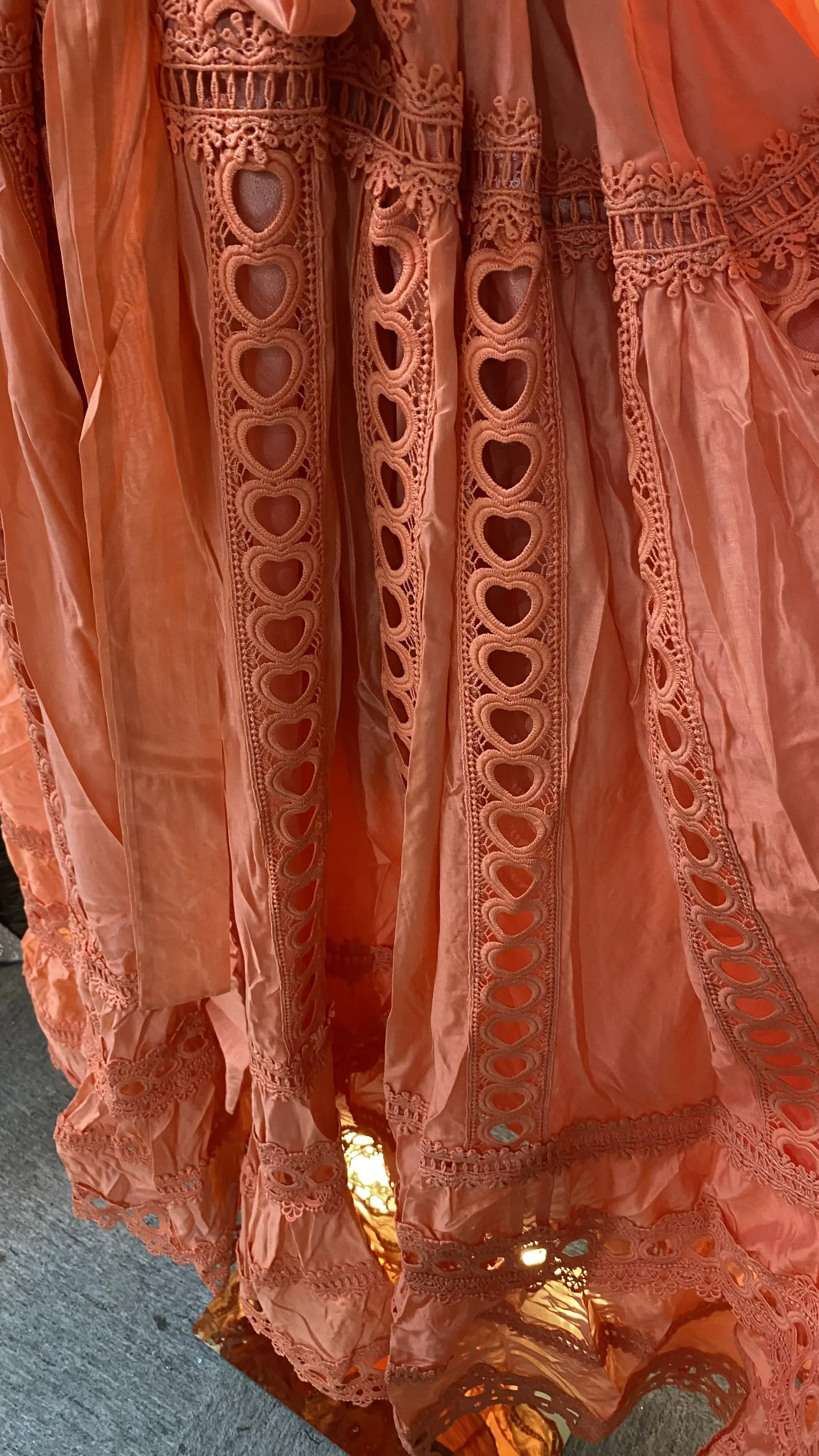 Abito all'uncinetto scavato in stile retrò, abito da donna con maniche a sbuffo a maniche lunghe e patchwork in pizzo con scollo a O-collo-GZXX131