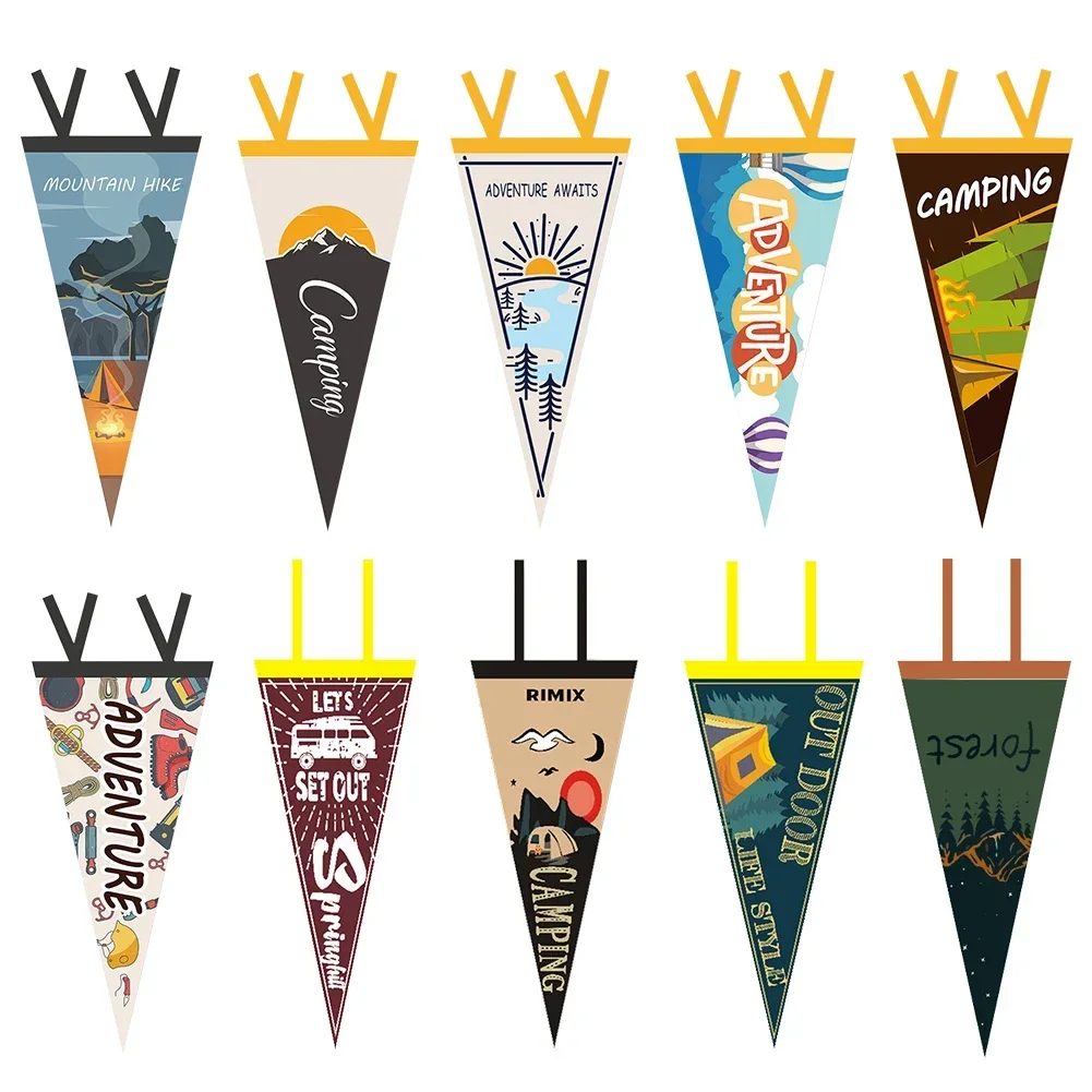 Outdoor Camping Tent Pennant Flags Picnic Canopy Atmosphere Decorations Camp Hanging Flags Holiday Scene Felt Bunting