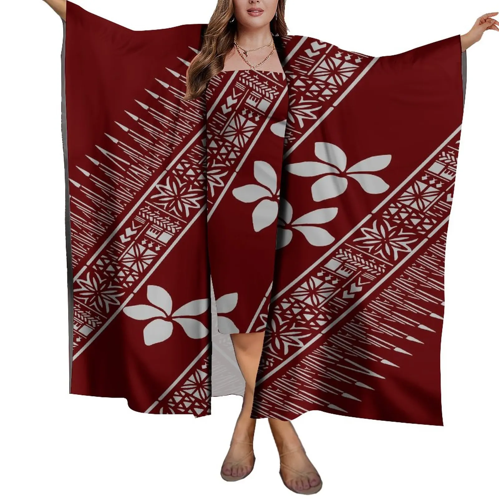 Photo Custom Polynesian Sarong Dress Vintage Cape Beach Holiday Suitable for Four Seasons Women Personalized Custom Dress