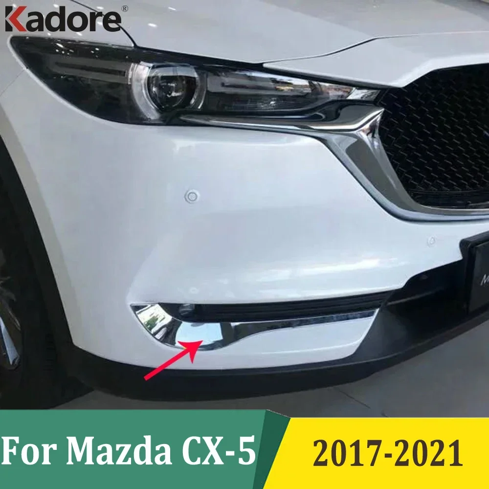 For Mazda CX-5 CX5 CX8 2017-2019 2020 2021 KF Chrome Front Foglight Eyebrows Fog Light Eyelid Cover Trim Protect Accessories