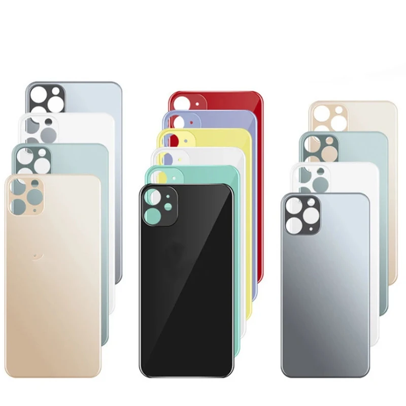 1 قطعة كبيرة واسعة هول الزجاج الخلفي آيفون 11 12 13 14 برو ماكس الغطاء الخلفي الباب الخلفي الإسكان استبدال أجزاء الغطاء الخلفي الزجاج