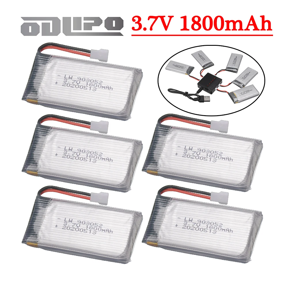 3.7V 1800mAh Lipo Battery/charger for KY601S SYMA X5 X5S X5C X5SC X5SH X5SW X5UW X5HW M18 HQ898 Drone Helicopter Battery Parts