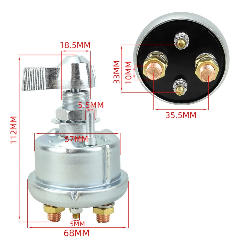 For Car RV Boat for Marine Car Power Cutoff 200A Power Switch For Tight Space Installation Aluminum And Brass Construction