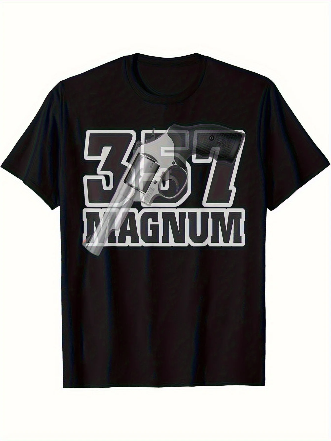 Camiseta 357 Magnum para Hombre y Mujer, 100% Algodón Pesado, con Estampado de Calibre de Revólver, Manga Corta, Informal, para Entusiastas de las Armas