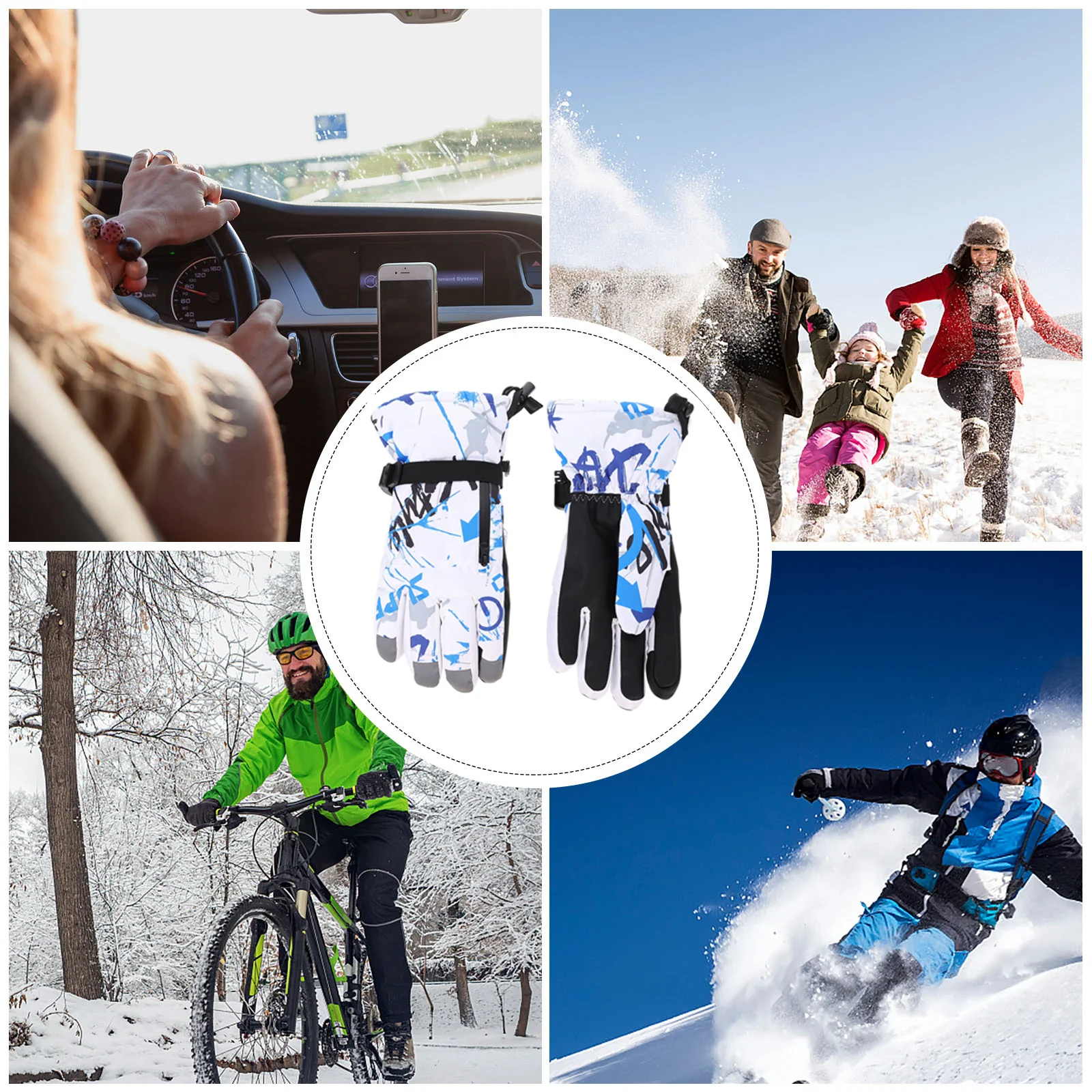 1 زوج قفازات الشتاء الدافئة مقاوم للماء التزلج شاشة تعمل باللمس المضادة للانزلاق في الهواء الطلق ركوب الدراجات تخليص للجنسين ملحقات رياضية #3