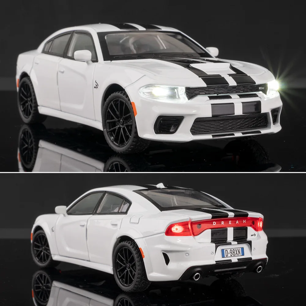 1:32 Dodge Charger SRT Super Sports Car Alloy Metal Diecast Model Car Sound And Light Pull Back Racing Games Simulation Decorate