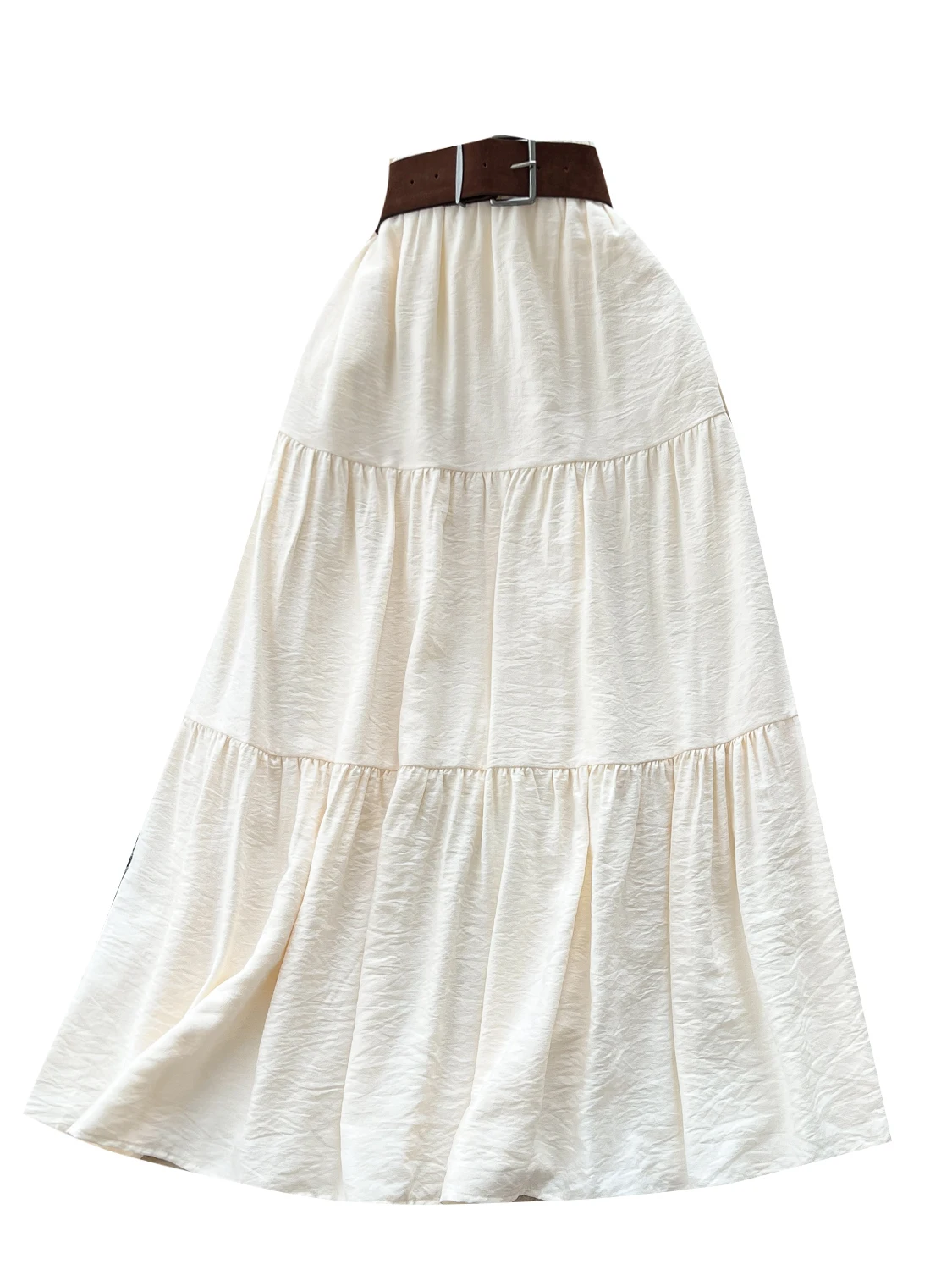 

Ele Юбка с высокой талией и поясом. Женская нежная длинная юбка. Весенне-осенний сезон. Полиэфирное волокно.