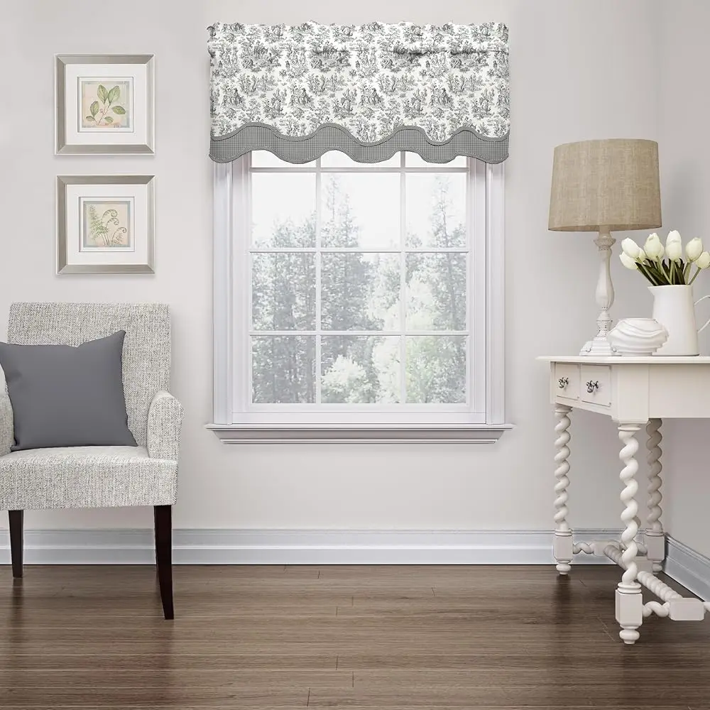 

Классический французский кантри-валанс Charmed Life с карманом для карниза для окон в спальне, кухне или гостиной, 52 x 18 дюймов, цвет оникс