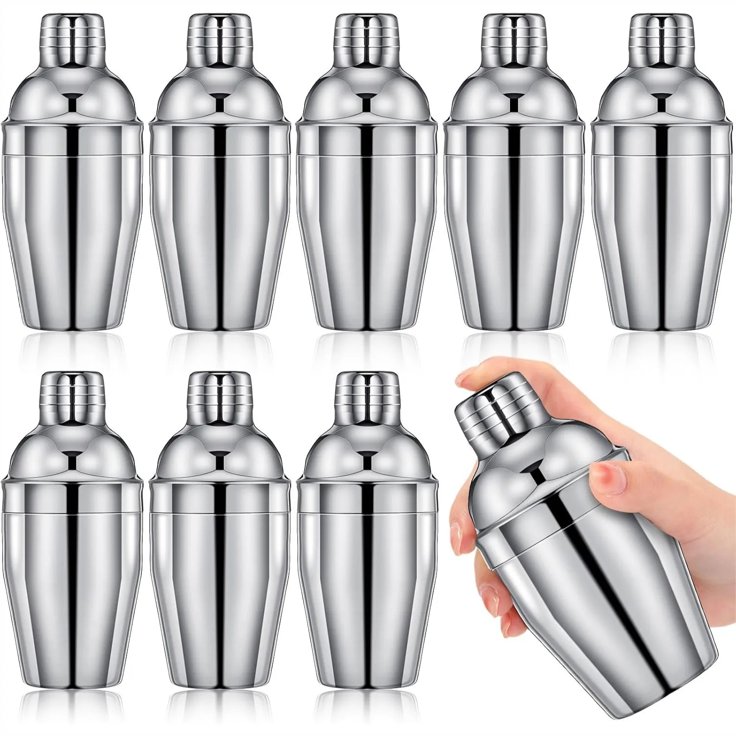 

9 Pieces Bar Cocktail Shaker Set Stainless Steel Martini Drink Mixer With Built-in Strainer For Bartending No Leaks Boston Shaker 8 Oz Silver