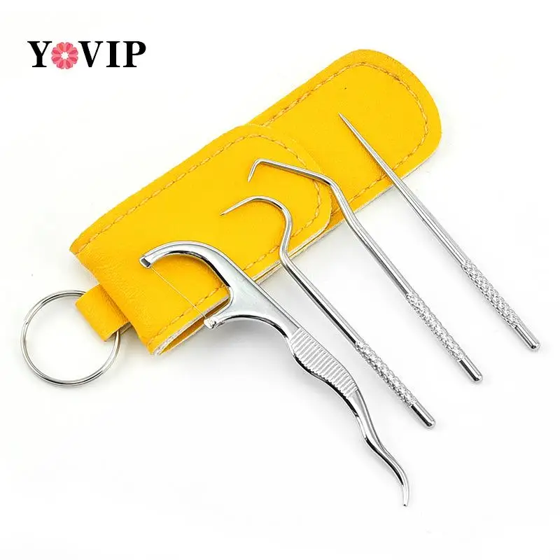 Portable Titanium Toothpick Bag Set Reusable metal toothpicks with holders for outdoor picnics and camping