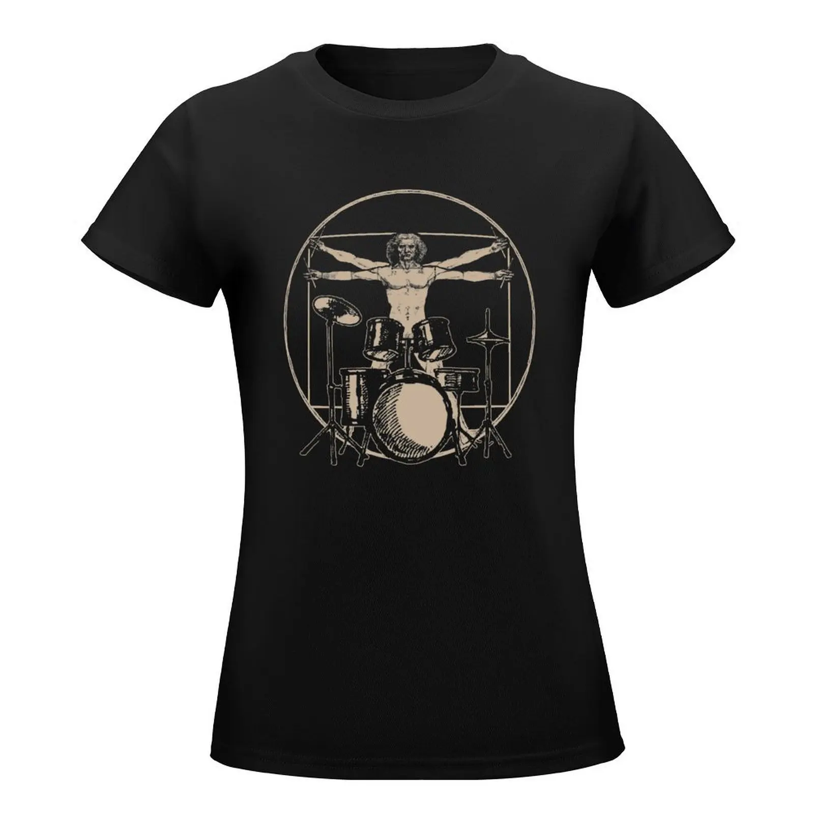 Vitruvian Man Drummer T-Shirt anime clothes summer tops female tight shirts for Women