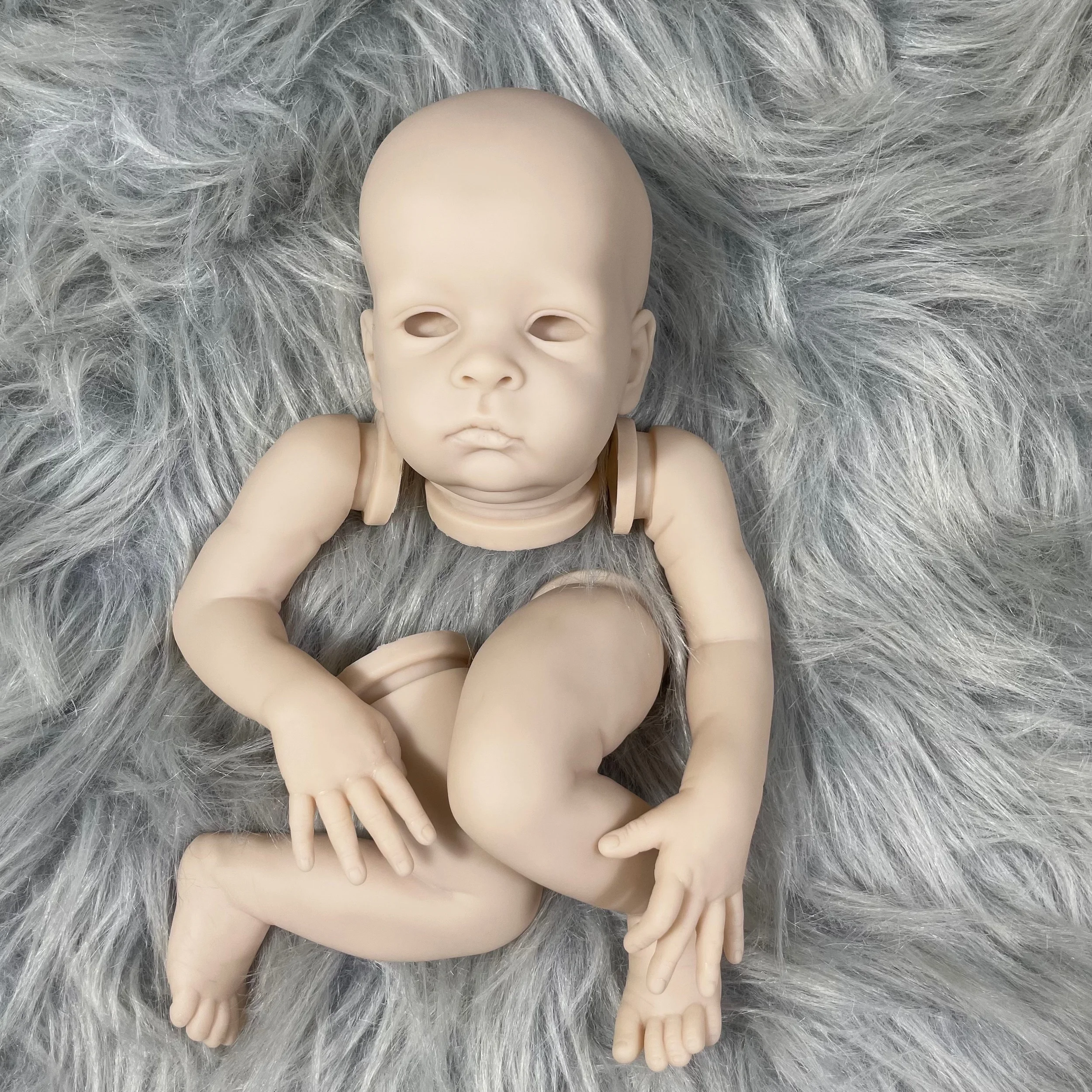 MRB 18 Inch Vinyl Reborn Doll Kit Oskar Lifelike Unfinished Unpainted Fresh Color Blank Vinyl Newborn Doll Mold with Eyes