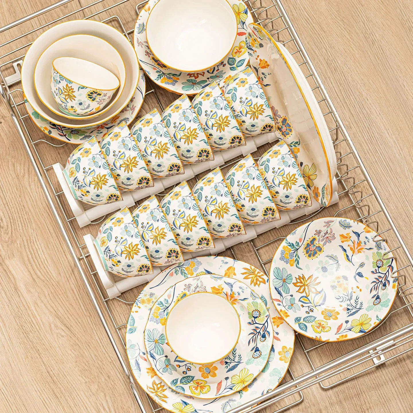 Ceramic Dinnerware 1/2/4pcs Luxury Tableware Modern Porcelain Dinner Sets Bowl Plates New Chinese Blossoms Kitchen Sets Dishes