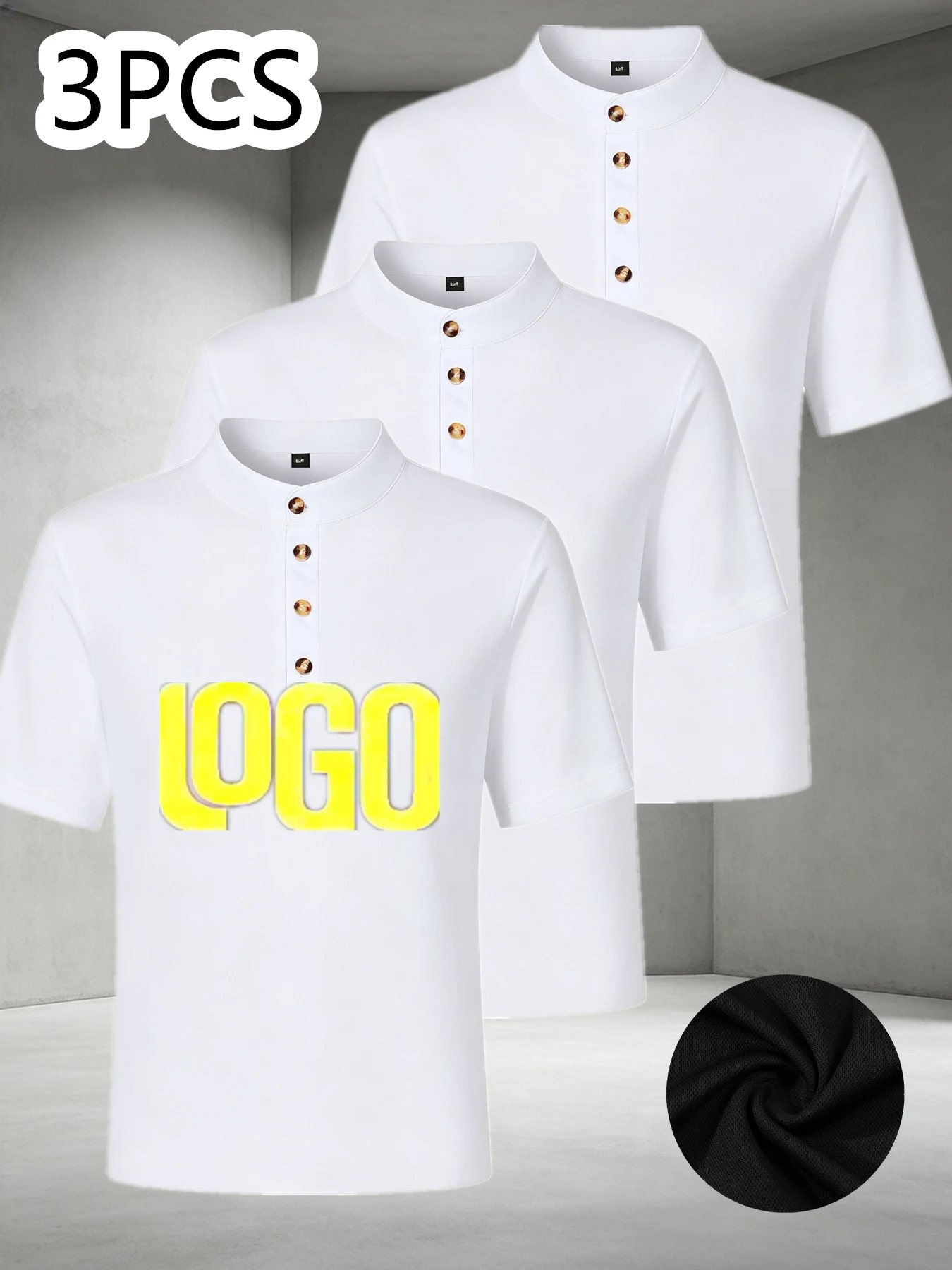 【3-piece Set】Customized Breathable Elastic Polo Shirt - Customizable front and back logos, buttoned lapel design