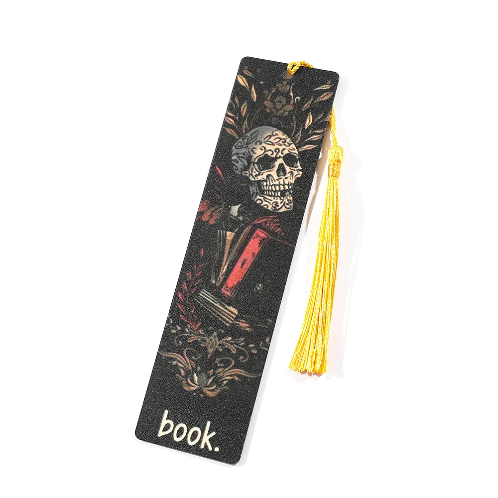 1Pcs Funny Skeleton Man Bookmark Acrylic Thriller Bookmarks Gifts for Book Lovers, School Supplies Reading Markers for Men Women