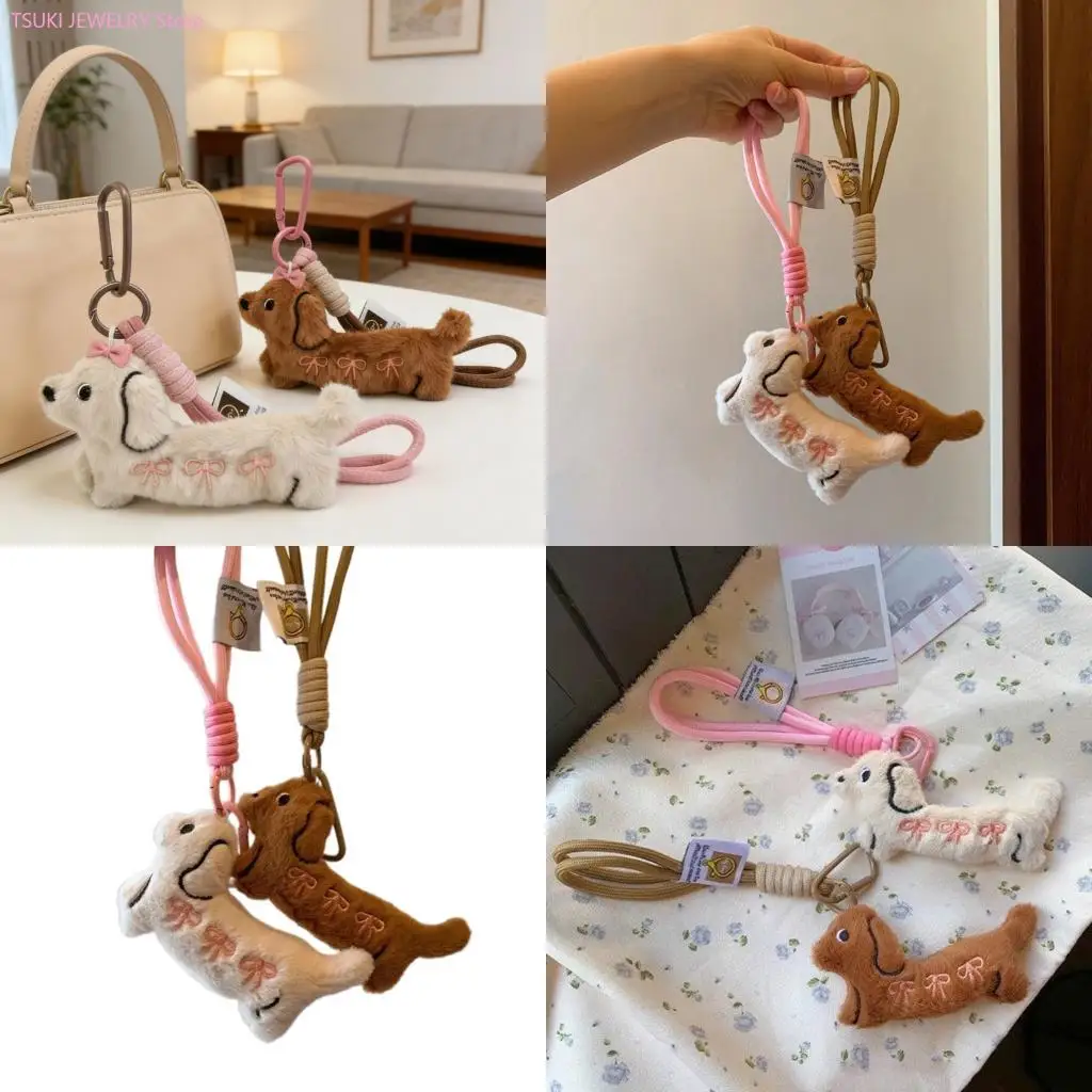 

62KE 2Pcs Plush Animal Bag Accessories Cartoon Look Soft Bag Pendant Couple Holder Purse Decoration Gifts