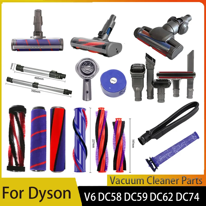 For Dyson V6 DC44 DC52 DC51 DC62 DC74 SV03 Handheld Vacuum Cleaner Accessories Washable HEPA Filter Roller Brush Head Replacemen