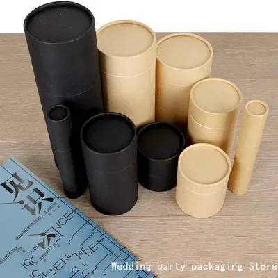 20pcs Black Kraft Paper Cardboard Canister Cylinder Round Jar Bottle Packaging Gift Box Paperboard Tube