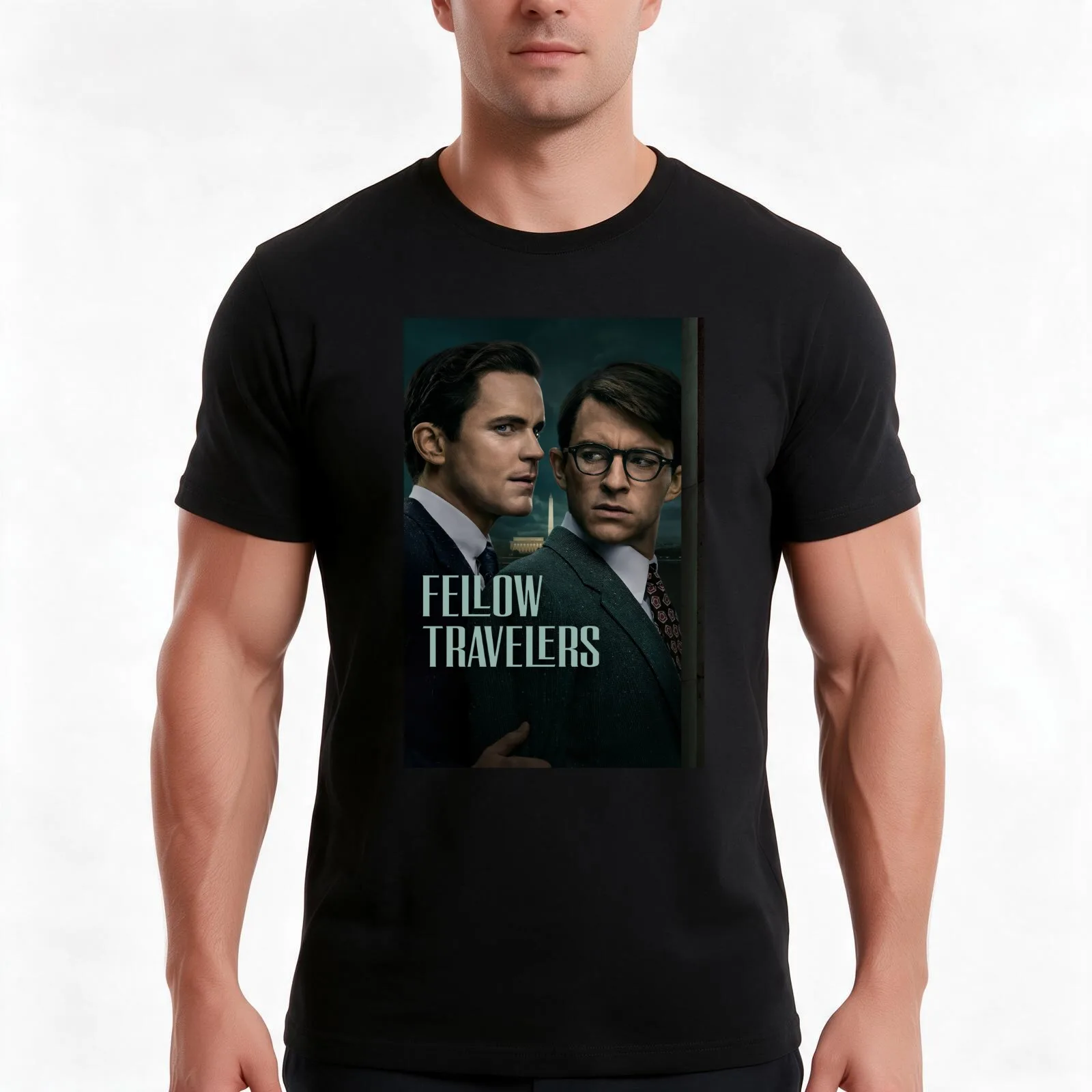 Fellow travelers poster T-Shirt, Summer Casual Cotton Tee, Oversized Streetwear Tops, Vintage Graphic Print, Unisex Men Women