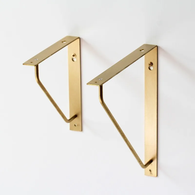 Antique Brass Shelf Bracket Triangular Support for Floating Shelves Decorative Hardware Vintage Industrial Home Improvement