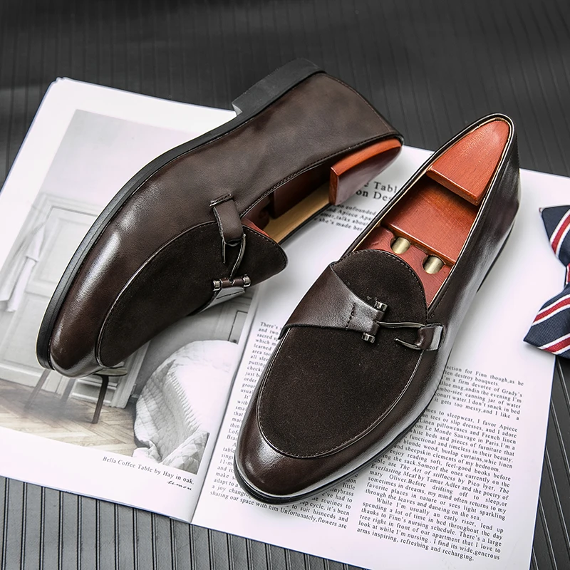 

Новые лоферы в британском стиле, мужские замшевые туфли на низком каблуке, деловая повседневная обувь, удобные туфли большого размера для вождения, универсальные туфли-оксфорды