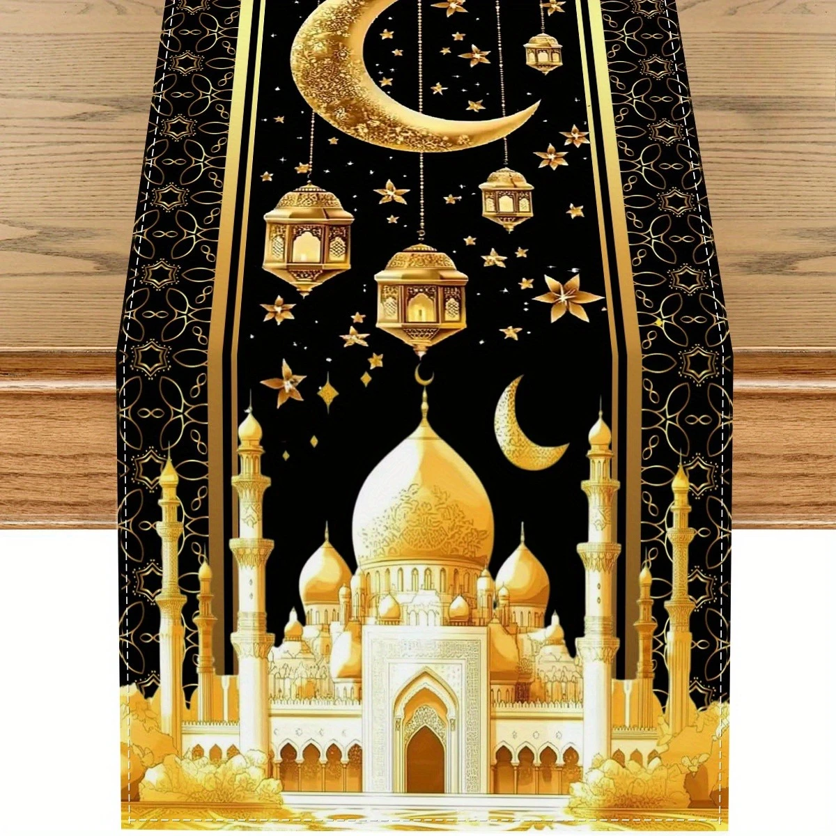 

Рамадан Звезда Луна фонарь льняная дорожка для стола Декор для вечеринки многоразовый Ид Мубарак кухонный обеденный стол дорожка украшения для Рамадана