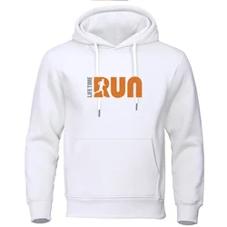 Men's Hoodie Street Fashion Lifetime Run Printed Sweatshirt Fleece Ladies Casual Funny Loose Hooded Top Men's Clothing